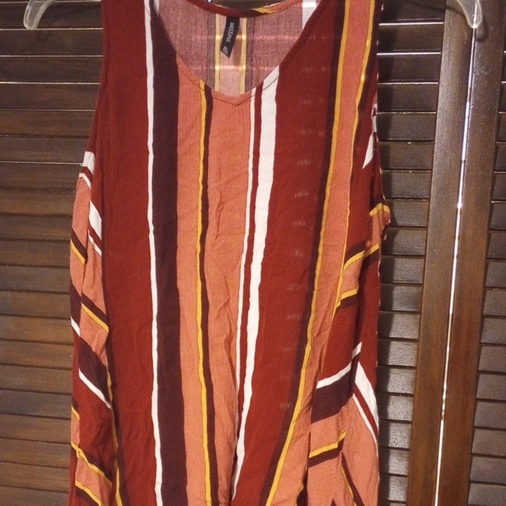 Massini Red and Orange Striped Tank Top